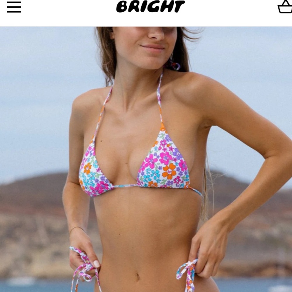 XL Bright Swimwear bikini top citrus floral